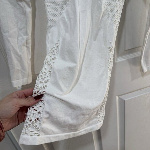 House of CB White Long Sleeve Alana Scoop‎ Stretch Knit Bodycon Mini Dress XS/S - Picture 4 of 11